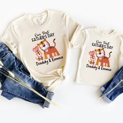 our first fathers day gift, tiger first fathers day personalized matching shirts, dad baby matching tiger shirt, fathers