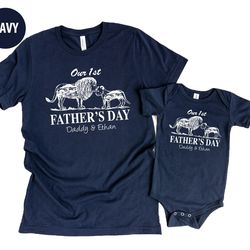 personalized our first fathers day together lion and cub dad baby set daddy baby gift t-shirt bodysuit romper babygrow