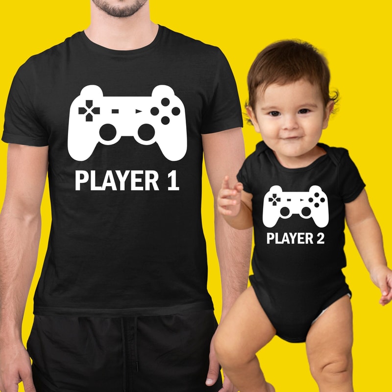 Player 1 Player 2 Matching Dad and Kids T Shirts, Father's Day Gifts, Dad And Daughter Shirt, Daddy and Son Matching Shirts, Gamer Daddy Tee.jpg