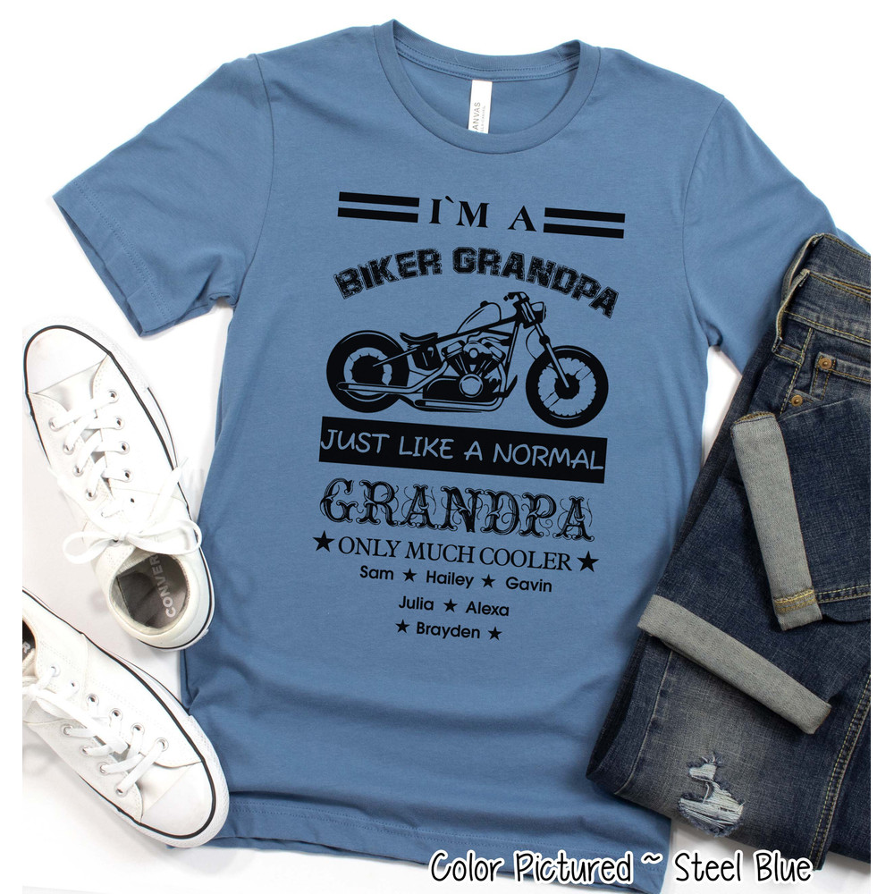 Biker Grandpa Shirt, Personalized Grandpa Shirt, Gift for Grandpa, Shirt with GrandKids Names, Fathers Day Shirt, Birthday Gift For Him.jpg