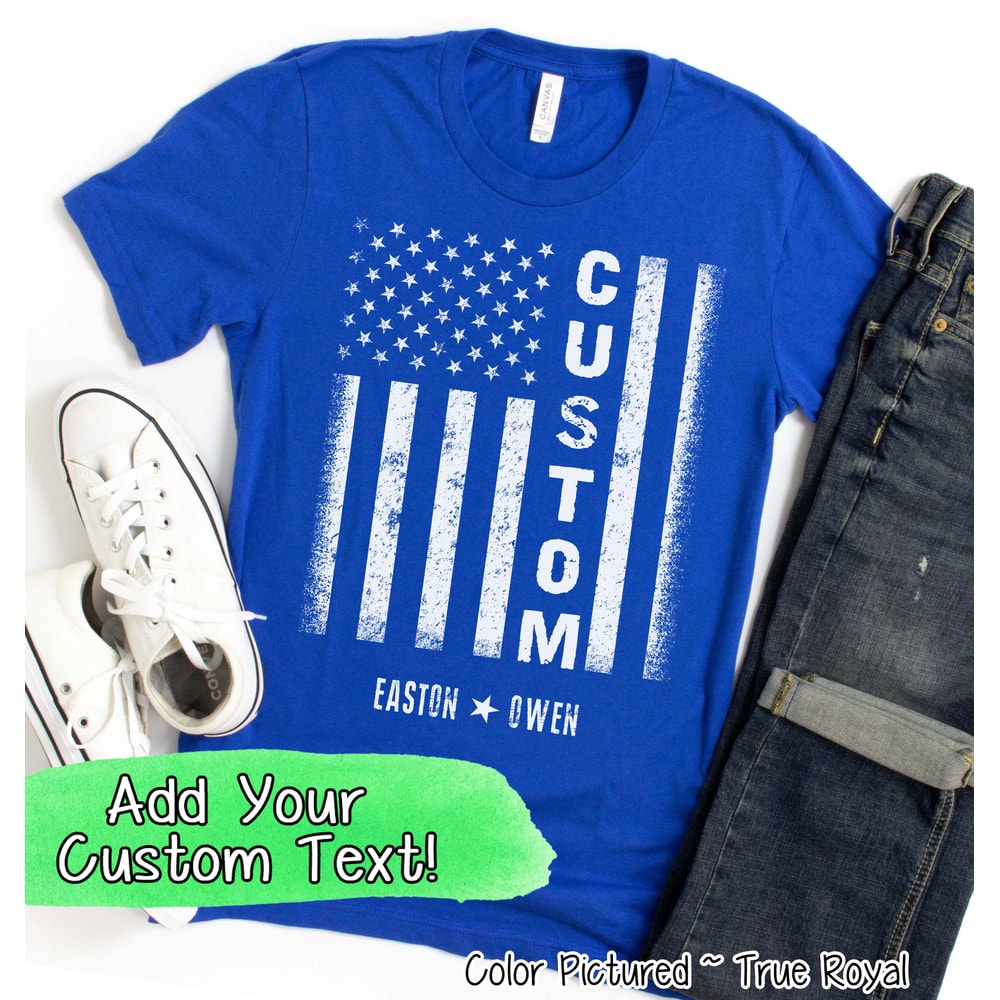 Custom Text Flag Shirt, Personalized Custom Text Shirt with Kids Names, Father's Day Gift, Fathers Day Shirt, Birthday Gift For Him.jpg