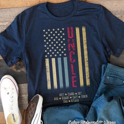 custom uncle distressed flag shirt, personalized uncle shirt with kids names, fathers day gift for uncle, fathers day