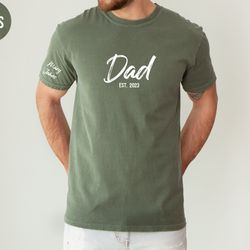 comfort colors custom dad established shirt with kids names, personalized new dad tshirt, gift for father, fathers day