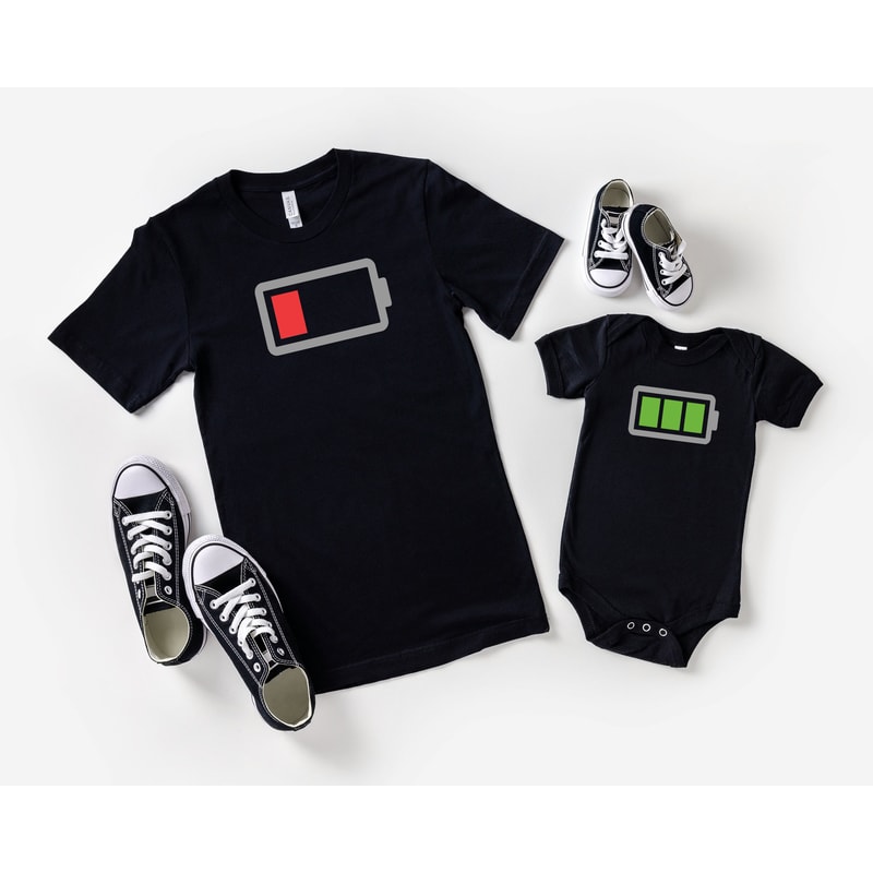 Low Battery - Fully Charged Daddy and Me Shirts Dad and Son Shirt Father's Day Matching Shirts Gift For Dad Dad and Daughter Set.jpg
