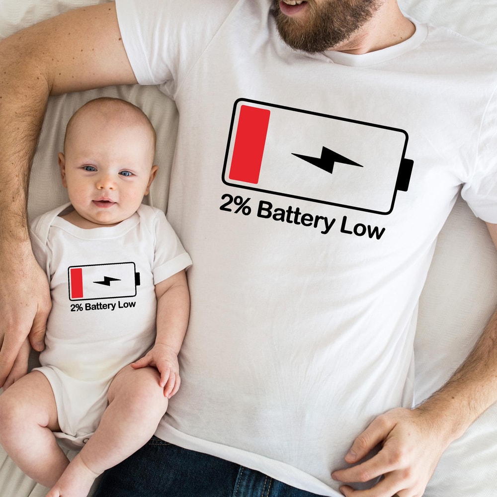 Battery Family Shirts, Low Battery Full Battery Shirt, Funny Family Matching Shirts, Father And Son Tees, Daddy And Son Daughter Shirts.jpg