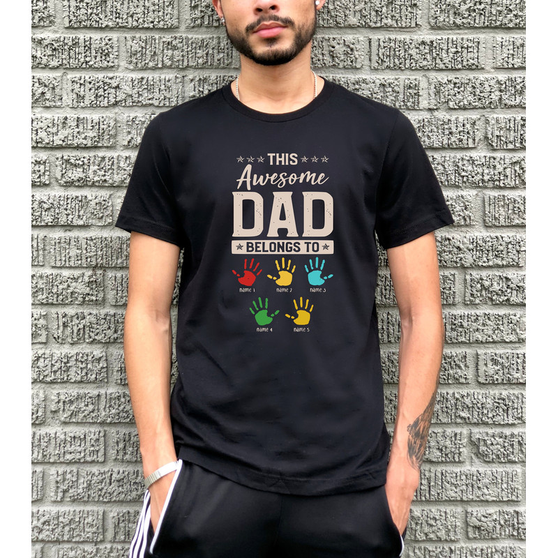 This Awesome Dad Belongs To Kid's Name Shirt Personalized Dad Shirt Gift Dad Shirt with Names Best Dad Shirt Father's Day T-shirt.jpg