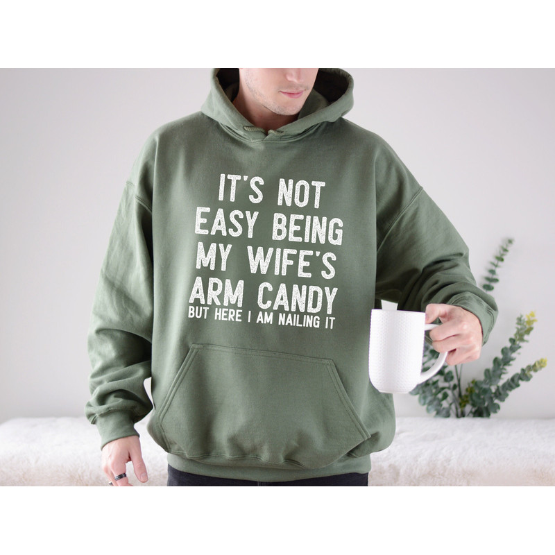 Wifey's Arm Candy, Unique Gift For Husband, Arm Candy Couple, Funny Couple Shirt, Husband Hoodies, Mens Sweatshirt, Happy Fathers Day Gifts.jpg