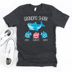 grandpa shark shirt, personalized grandpa sweatshirt, gift for grandpa, papa birthday gift, gift from grandkids, grandfa