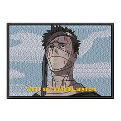 dont say anything naruto anime embroidery design, machine embroidery pattern, anime pes design file