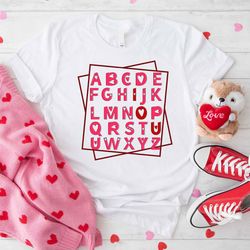 Alphabet Valentine Shirt, I Heart You Shirt, Cute Valentines Shirt, Couples Matching Shirt, Valentines Day Shirt, Gift F
