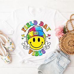 field day vibes shirt, tie dye smile face field day 2023 shirt,last day of school shirt,game day gift for kids,school fi