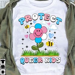 Protect Queer Kids Shirt, Floral Bees LGBTQ Shirt, Youth LGBT Tee, Support Lgbt Gifts, Queer Shirt,Pride Month Shirt For