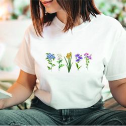 Custom Birth Month Birth Flowers Shirt , Gift for Her , Flower T-Shirt , Birth Month Flowers Shirt , Gift for Mom, Wildf