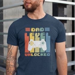 vintage gamer daddy t shirt, dad level unlocked shirt, new dad gift for gamer daddy, funny first time dad shirt, fathers