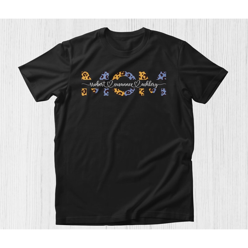 Mom Leopard Print Shirt, Leopard Print Personalized Mom Shirt Custom Mom Shirt With Kids Names Custom Kid's Names Mom Shirt Gift For Mom.jpg