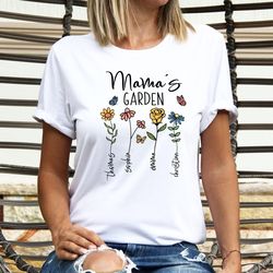 floral mamas garden shirt, custom mom tshirt, mom life t shirt, mothers day t-shirt, mama vibes, customized mom tee, gif