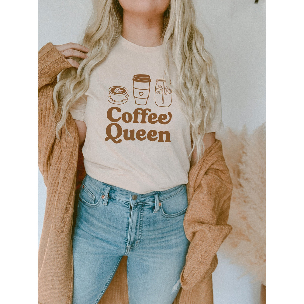 Coffee Queen Shirt, Coffee Lover Shirt, Women's Coffee T-Shirt, Funny Coffee Shirt, Gift for Wife, Christmas Coffee Shirt, Coffee Fan Gift.jpg