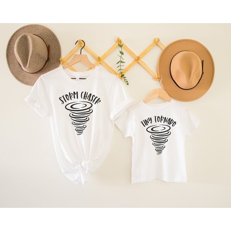Matching Mama and Mini Family Shirts, Storm Chaser, Tiny Tornado, Boy Mama Matching Outfit, Mothers Day Gift, Mom and daughter shirts set.jpg