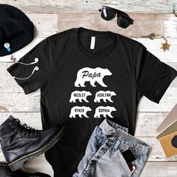 papa bear shirt with kid names, fathers day shirt, personalized grandpa shirt, daddy bear tee, birthday shirt, gift for
