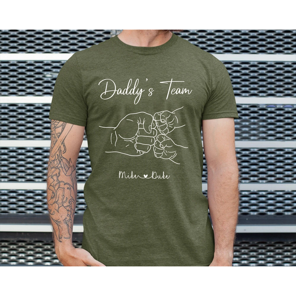 Personalized Daddy's Team Shirt, Fathers Day Shirt for Dad Team, Fist Bump Dad Gifts, Custom Dad Shirt with Kids Name, Cute Gift for Father.jpg
