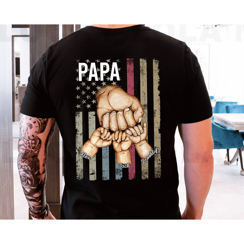 Personalized Papa Shirt, Custom Kids Name Shirt for Papa Grandpa, Father's Day Gifts, Fathers Day Tshirt, Daddy Team Shirt, Papa Sweatshirt.jpg