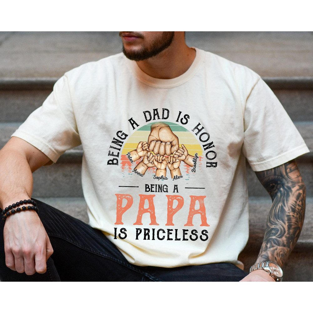 Personalized Papa Shirt, Custom Papa with Kids Shirt, Fathers Day Gift from Kids, Dad Birthday Gift, Daddy Shirt, Gift for Dad, Dad Shirt.jpg