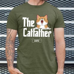 personalized the catfather shirt, shirt for cat lover, custom fathers day gifts for cat dad, cat owner gift, cat dad shi
