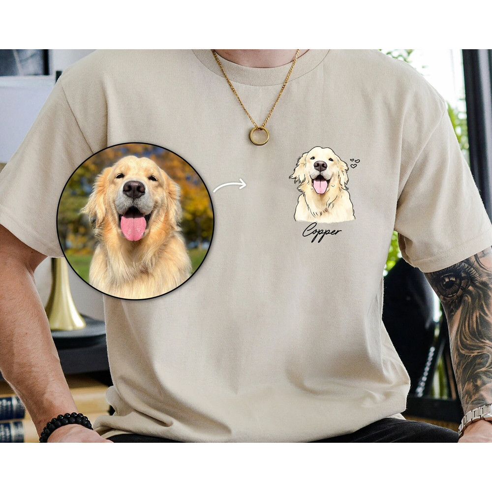 Personalized Pet Photo Shirt, Custom Pet Portrait Shirt, Dog Dad Shirt, Cat Dad Shirt, Pet Lover Gifts, Dog Mom Gifts, Custom Dog Shirt.jpg