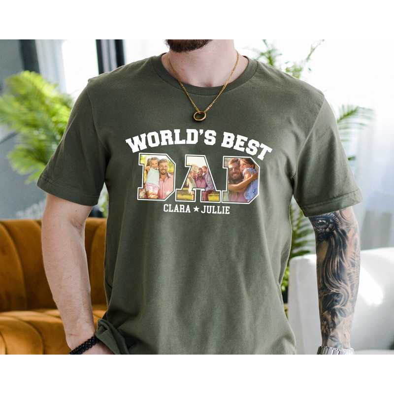 World's Best Dad Ever Shirt, Custom Photo Portrait Shirt for Father's Day, Fathers Day Shirt, Dad Shirt with Kids Names, Funny Shirt for Dad.jpg