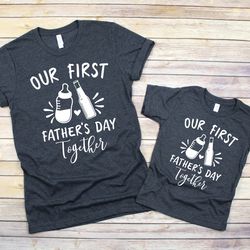 our first fathers day shirt, matching shirts, father son shirts, father daughter shirts, dad shirt, new daddy gift, bott