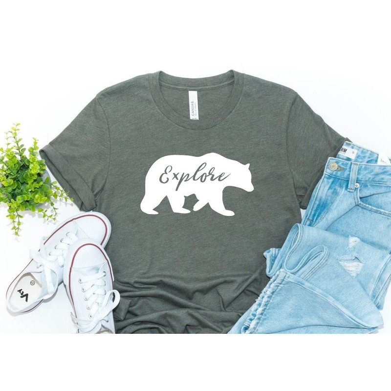 Explore Bear Silhouette Mounted Shirt, Wilderness Shirt, Adventure, Camping Shirt, Grizzly Shirt, Wildlife, Backpacking.jpg