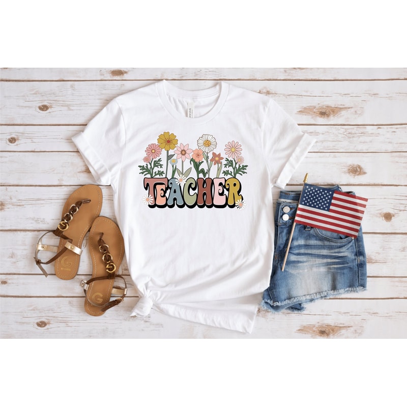Floral Teacher Shirt, Teacher Appreciation Tee, Retro Comfort Teacher Shirt, Back To School Shirt, Unisex Custom Teacher Shirt, Teacher Gift.jpg