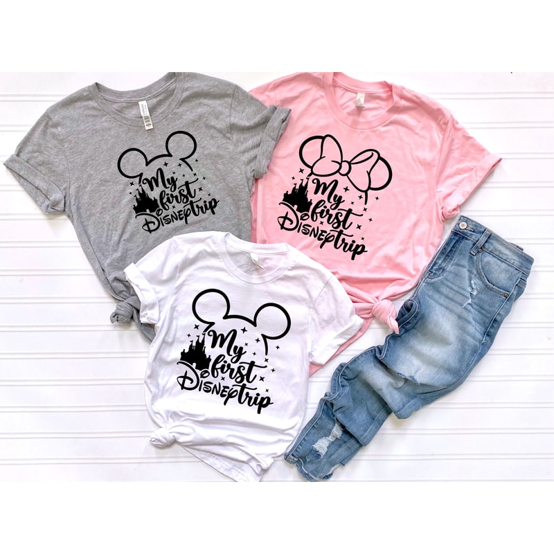 My First Disney Trip Custom T-Shirt, Adults Kids Disneyland Trip Shirt, First Disneyworld Trip Tee, Minnie Mickey Disney Trip Tshirt 1.jpg
