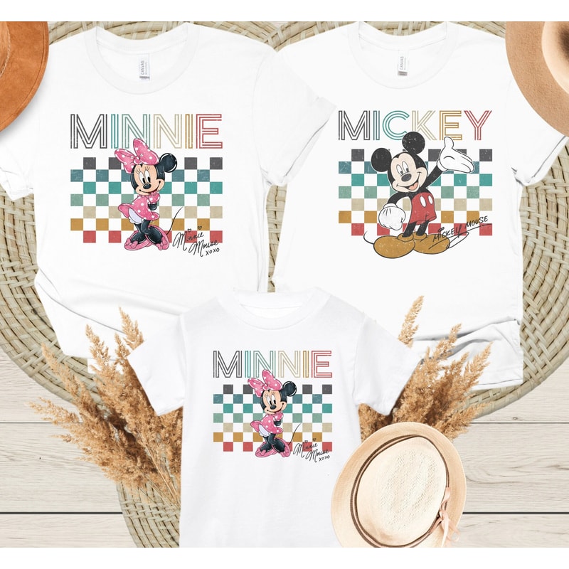 Retro Disney Shirts, Mickey Checkered Shirt, Disney Family Shirts, Minnie Mouse Tees, Vintage Disney Tee, Disneyland, Disneyworld Shirts 2.jpg