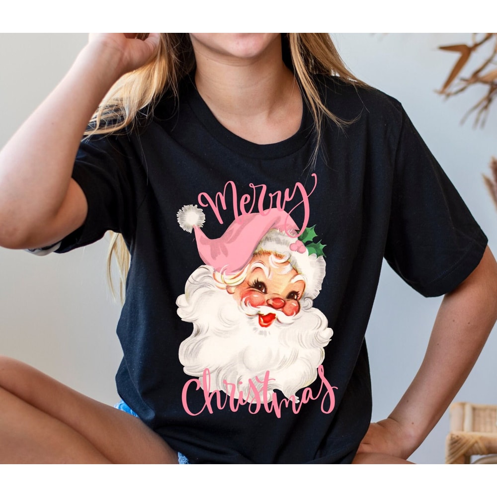 Retro Santa Tee, Santa Tee, Vintage Graphic Tee, Merry Christmas Shirt, Vintage Santa Graphic Tee, Classic Christmas, Matching Family Group 1.jpg