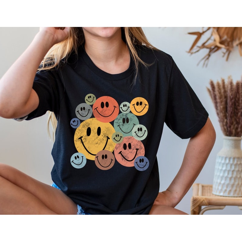 Smile Face Shirt, Retro Smile Face Tshirt, Colorful Smiley Face Shirt,Graphic Gift Shirt,Cute Smile Shirt, Happy Face Shirt, Aesthetic Shirt 1.jpg