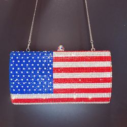American Flag Bag Horizontal Square Stripe Full Clutch Banquet Women Bag Clutch