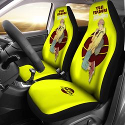 yuji itadori style car seat covers fan art jujutsu kaisen anime yellow seat covers fan gift