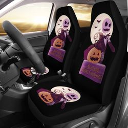 nightmare before christmas cartoon car seat covers - evil jack skellington with pumpkin funny artwork seat covers