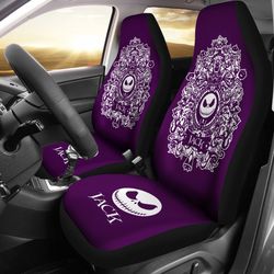 nightmare before christmas cartoon car seat covers - evil jack skellington face skull pumpkin tatoo seat covers