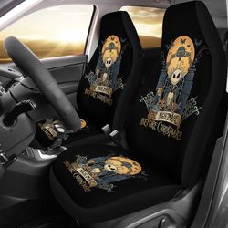 nightmare before christmas cartoon car seat covers | jack skellington gift at cemetery gate seat covers