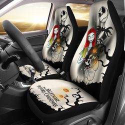 Nightmare Before Christmas Cartoon Car Seat Covers | Jack Sally And Zero Halloween Tree Silhouette Seat Covers