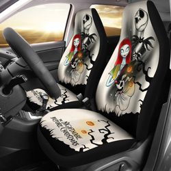 nightmare before christmas cartoon car seat covers | jack sally and zero halloween tree silhouette seat covers