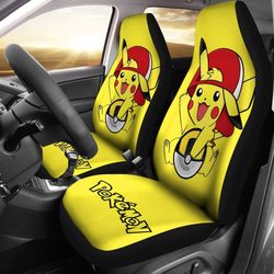 happy pikachu pokemon anime fan gift car seat covers