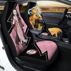 zenitsu and nezuko car seat covers custom anime demon slayer car accessories