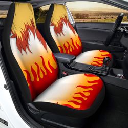 rengoku uniform car seat covers custom hairstyle demon slayer anime car interior accessories