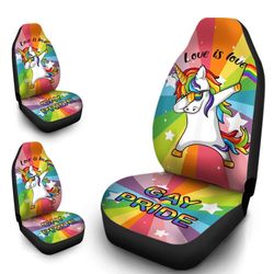 pride lgbt car seat covers custom funny unicorn love is love car accessories gifts idea
