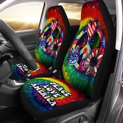 hippie sunflower tie dye car seat covers custom peace love america car accessories meaningful gifts