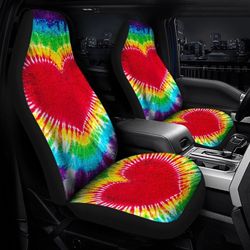 heart tie dye car seat covers custom hippie car accessories