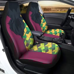 giyuu uniform car seat covers custom hairstyle demon slayer anime car interior accessories